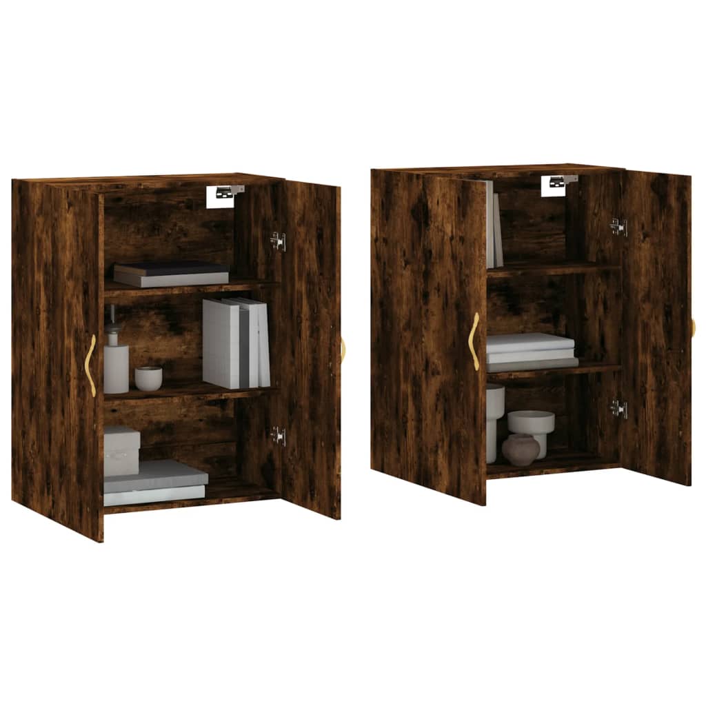 vægskabe 2 stk. 69,5x34x90 cm røget sonoma-eg
