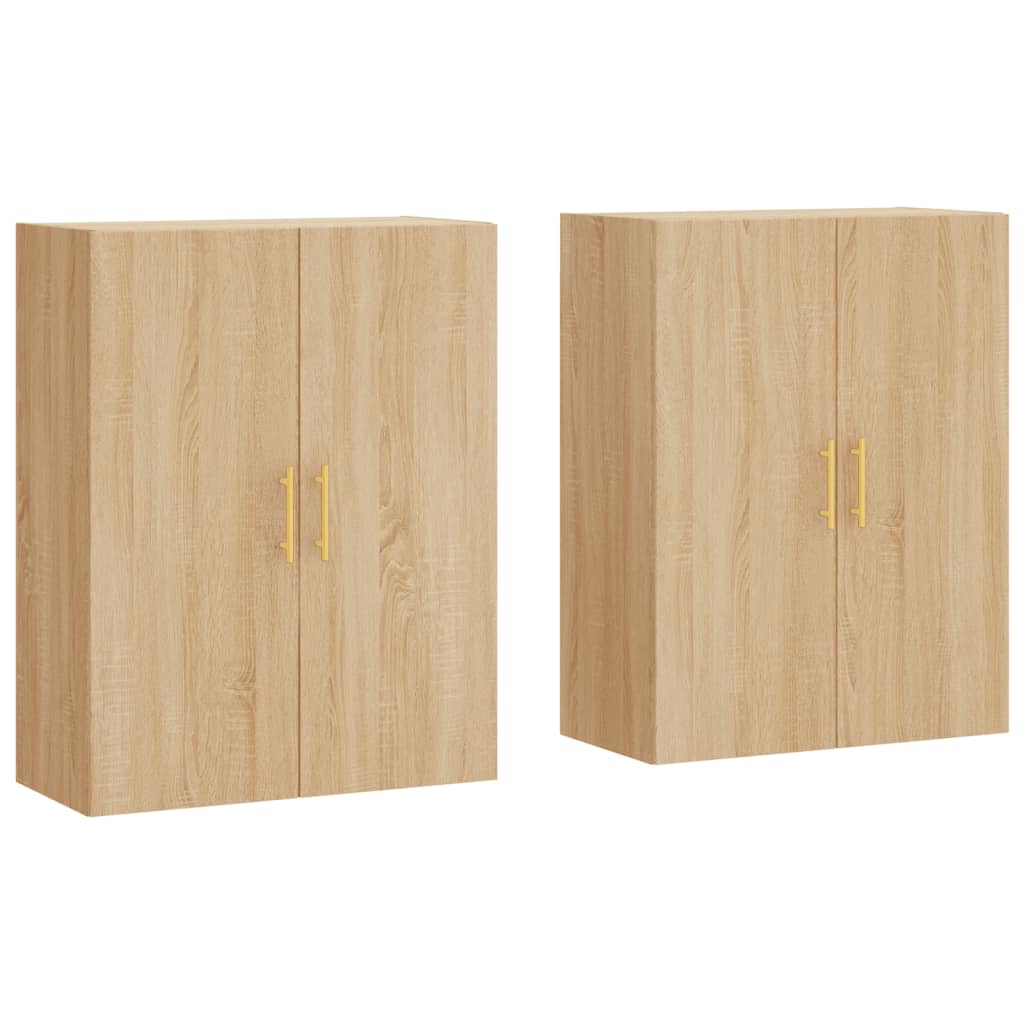vægskabe 2 stk. 69,5x34x90 cm sonoma-eg