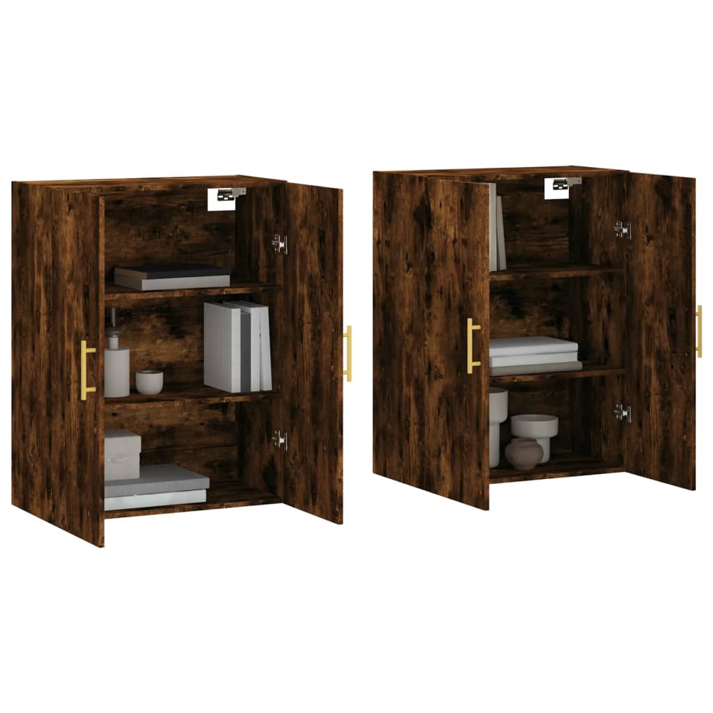 vægskabe 2 stk. 69,5x34x90 cm røget sonoma-eg