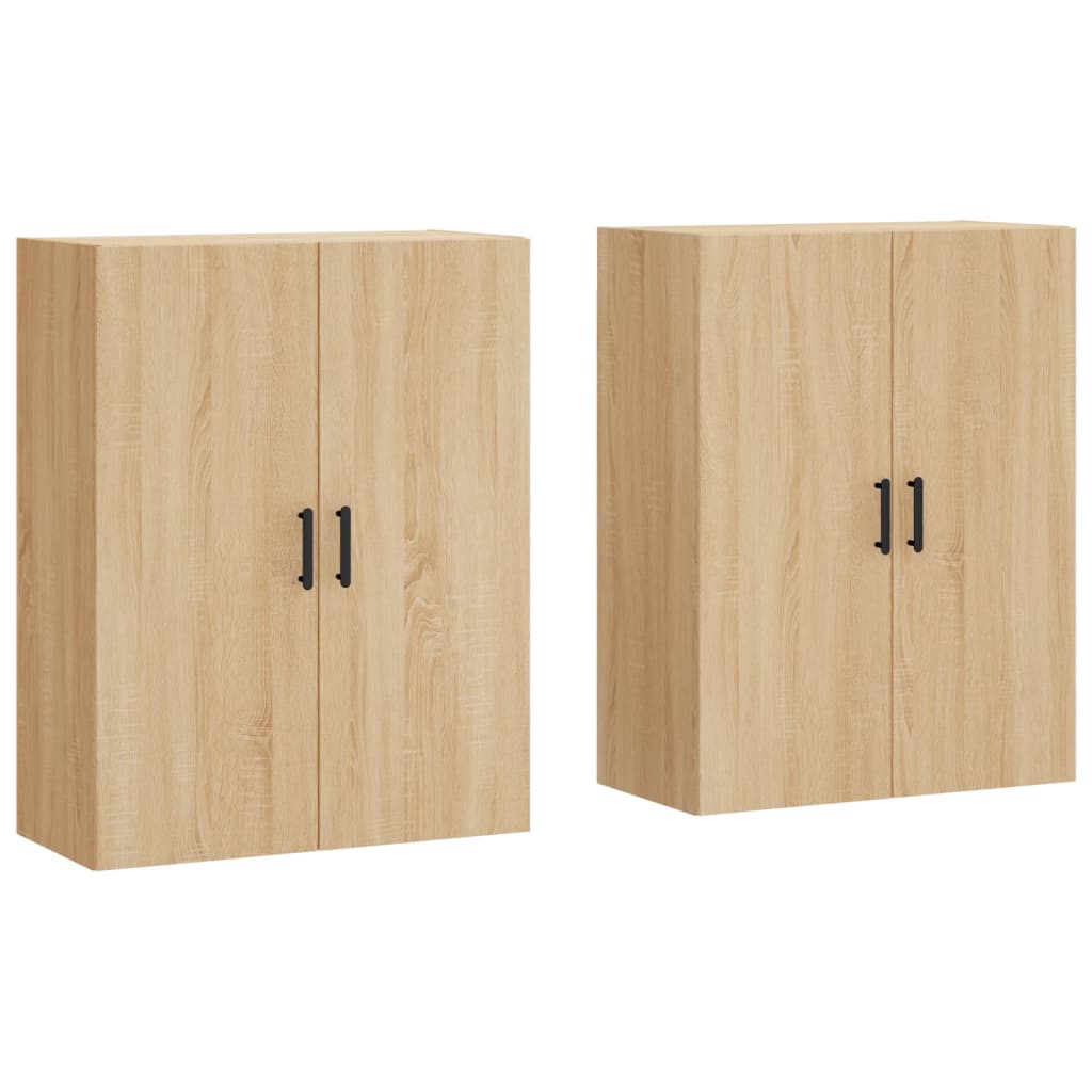 vægskabe 2 stk. 69,5x34x90 cm sonoma-eg