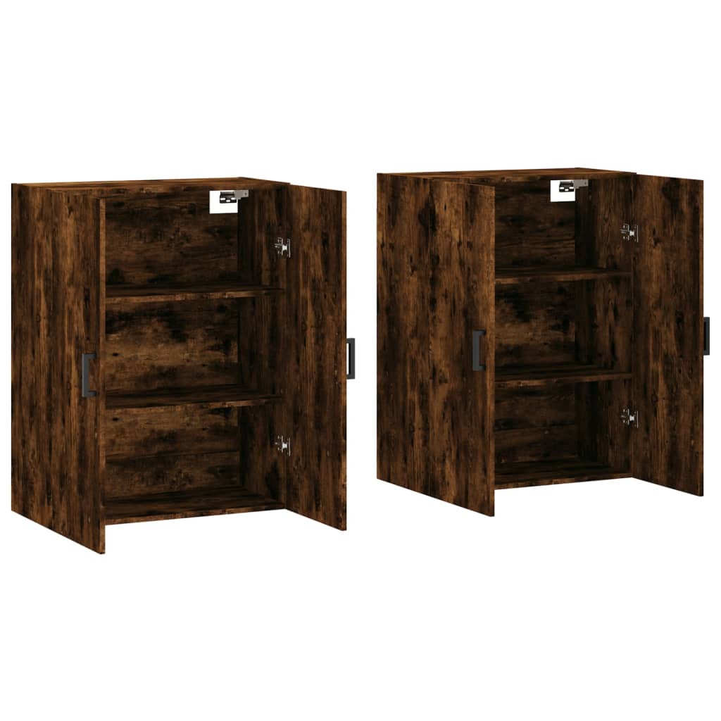 vægskabe 2 stk. 69,5x34x90 cm røget sonoma-eg