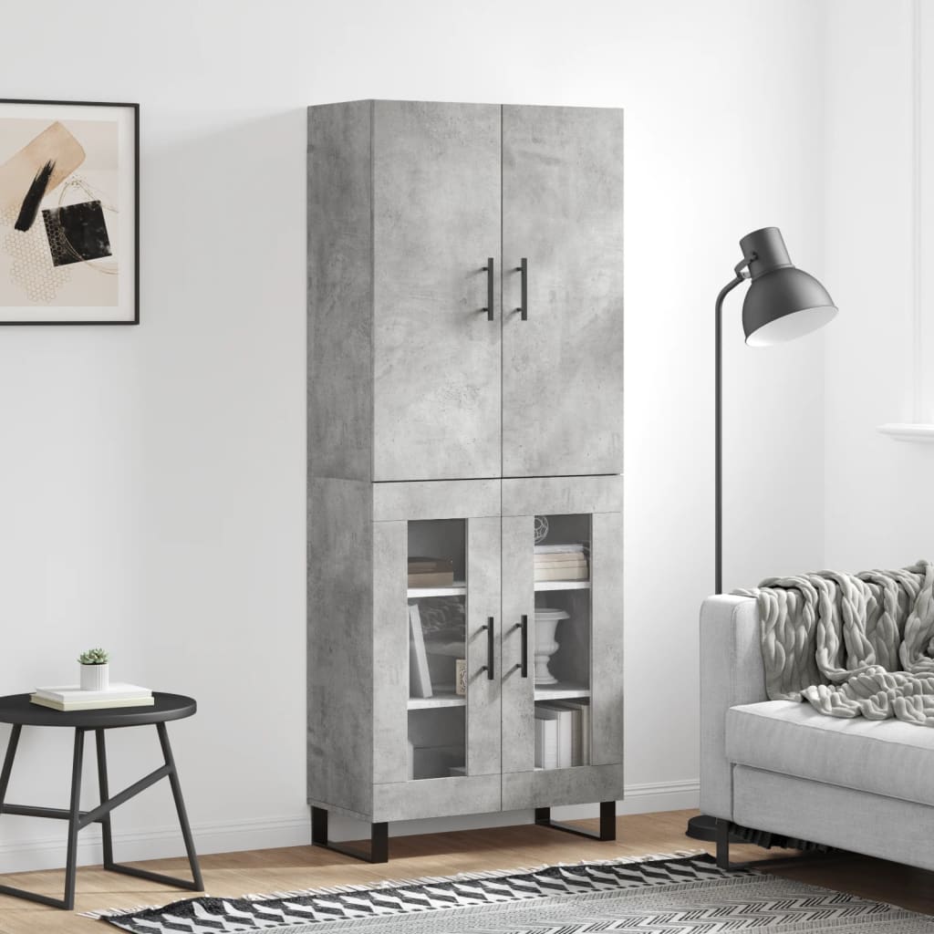 højskab 69,5x34x180 cm konstrueret træ betongrå