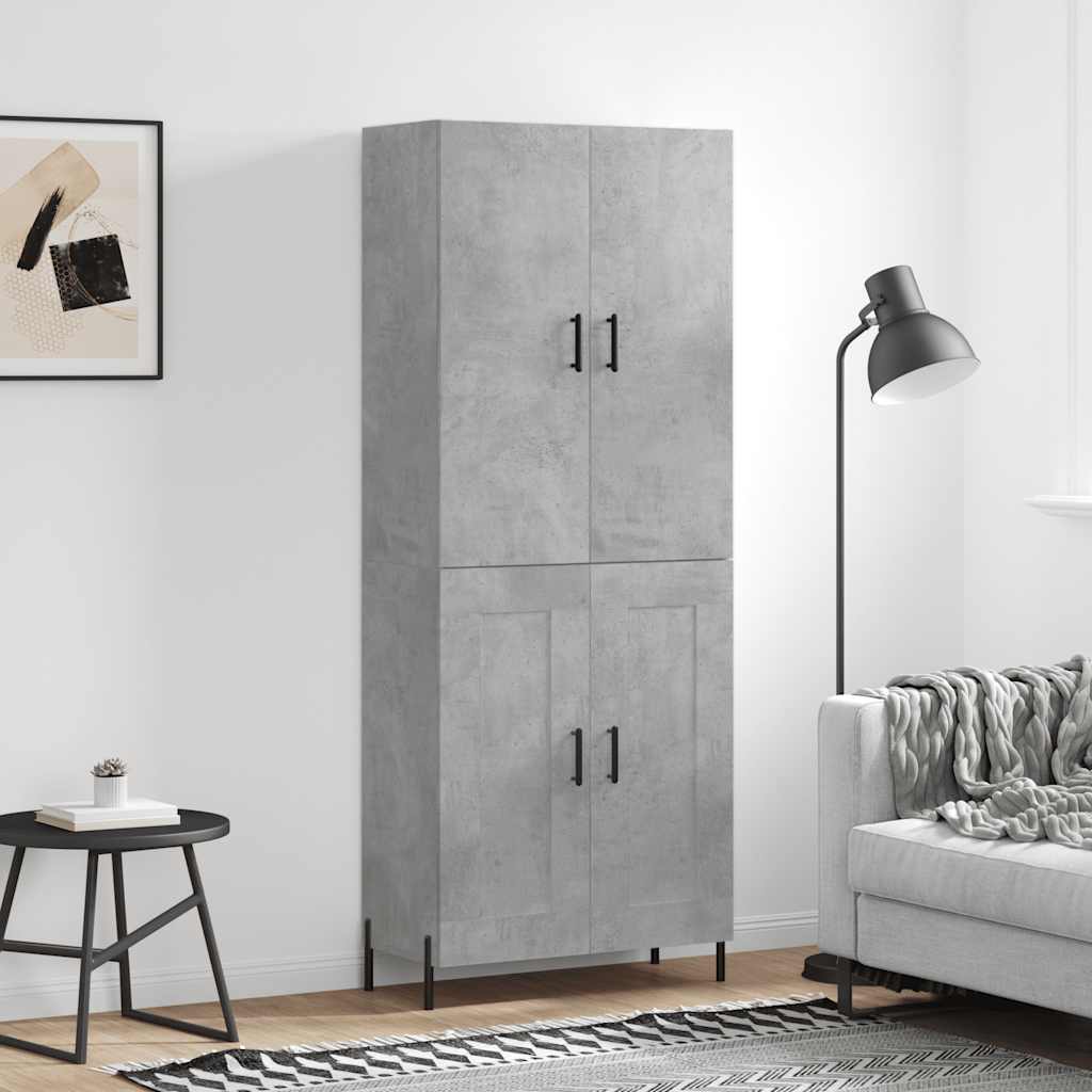højskab 69,5x34x180 cm konstrueret træ betongrå
