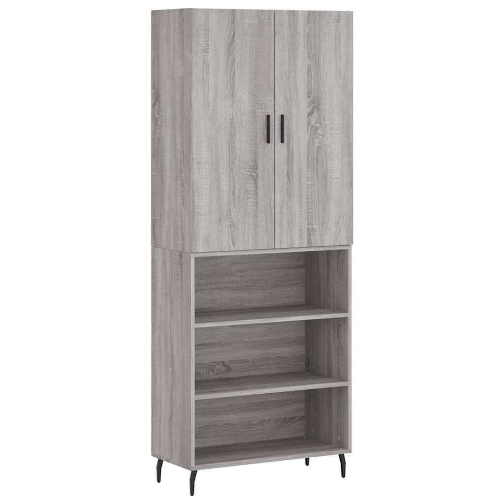 højskab 69,5x34x180 cm konstrueret træ grå sonoma-eg