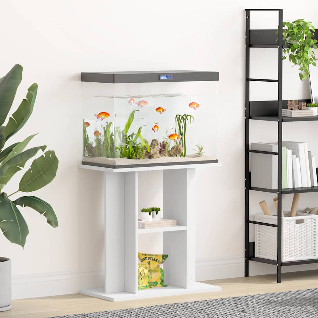 akvariebord 60x30x60 cm konstrueret træ hvid billede