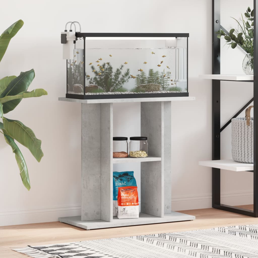 akvariestativ betongrå 60x30x60 cm konstrueret træ billede