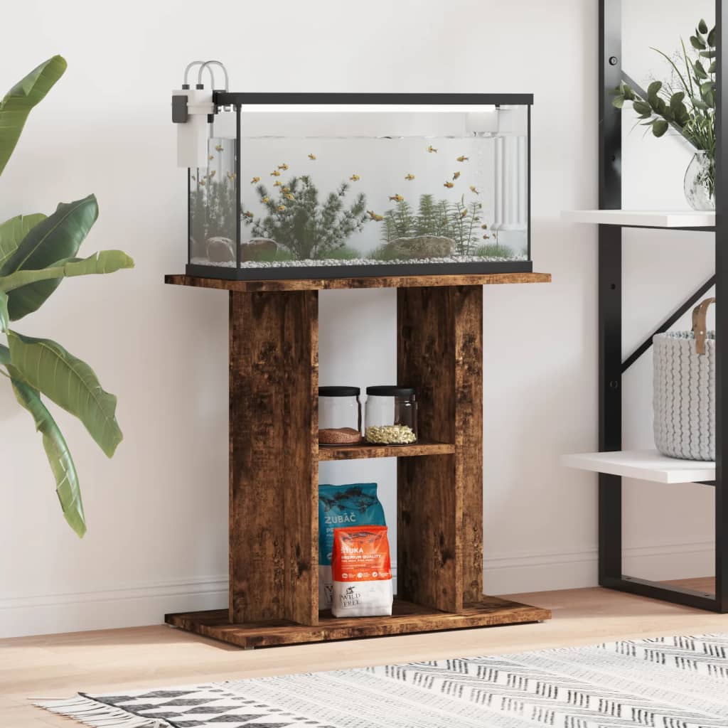 akvariestativ røget eg 60x30x60 cm konstrueret træ billede