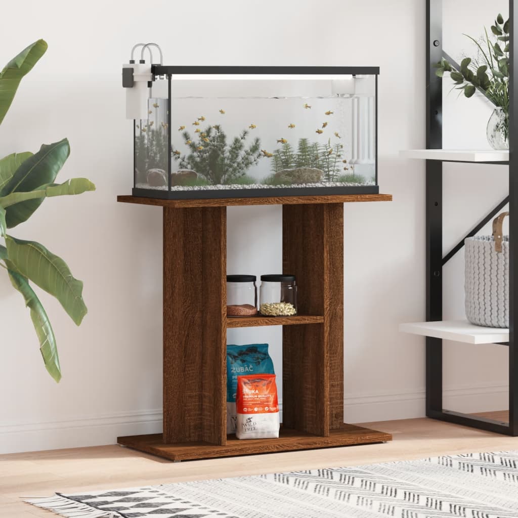 akvariebord 60x30x60 cm konstrueret træ brun egetræsfarve
