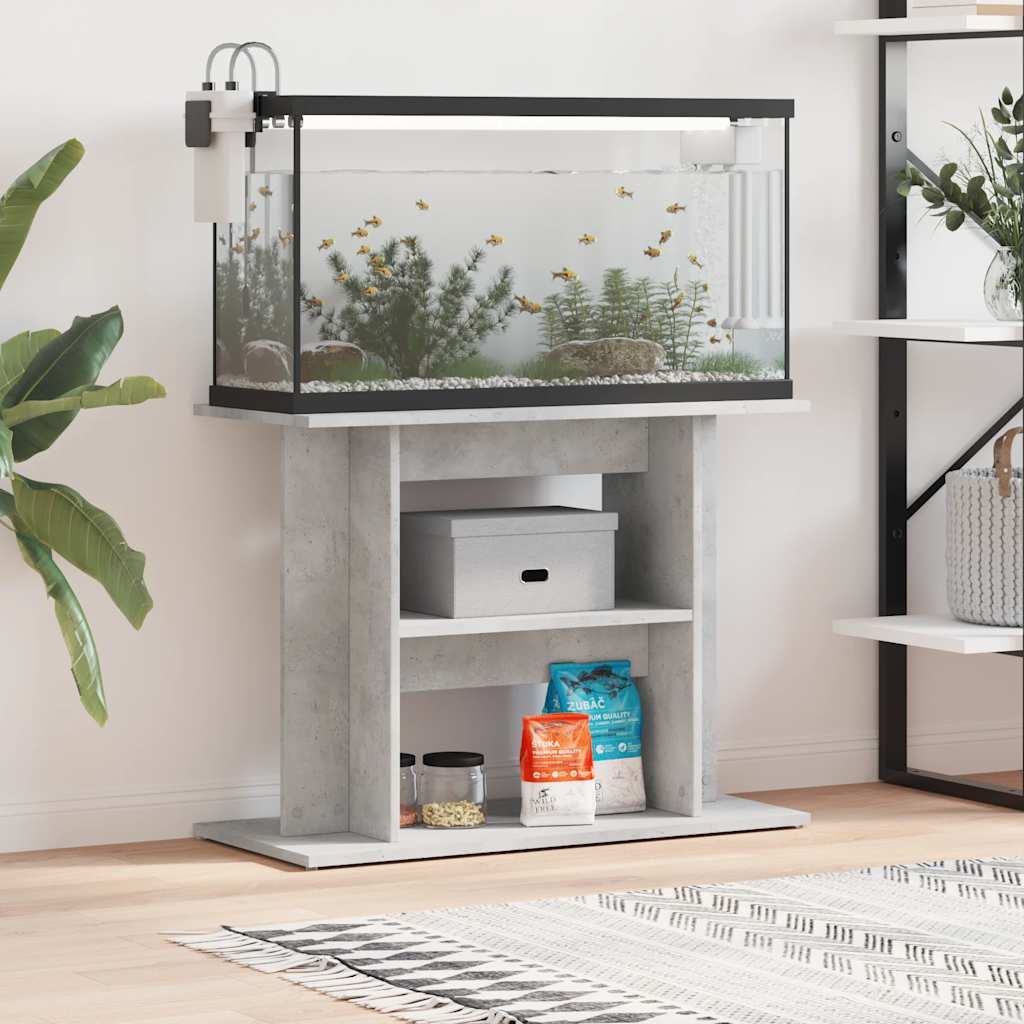 akvariestativ betongrå 80x35x60 cm konstrueret træ billede