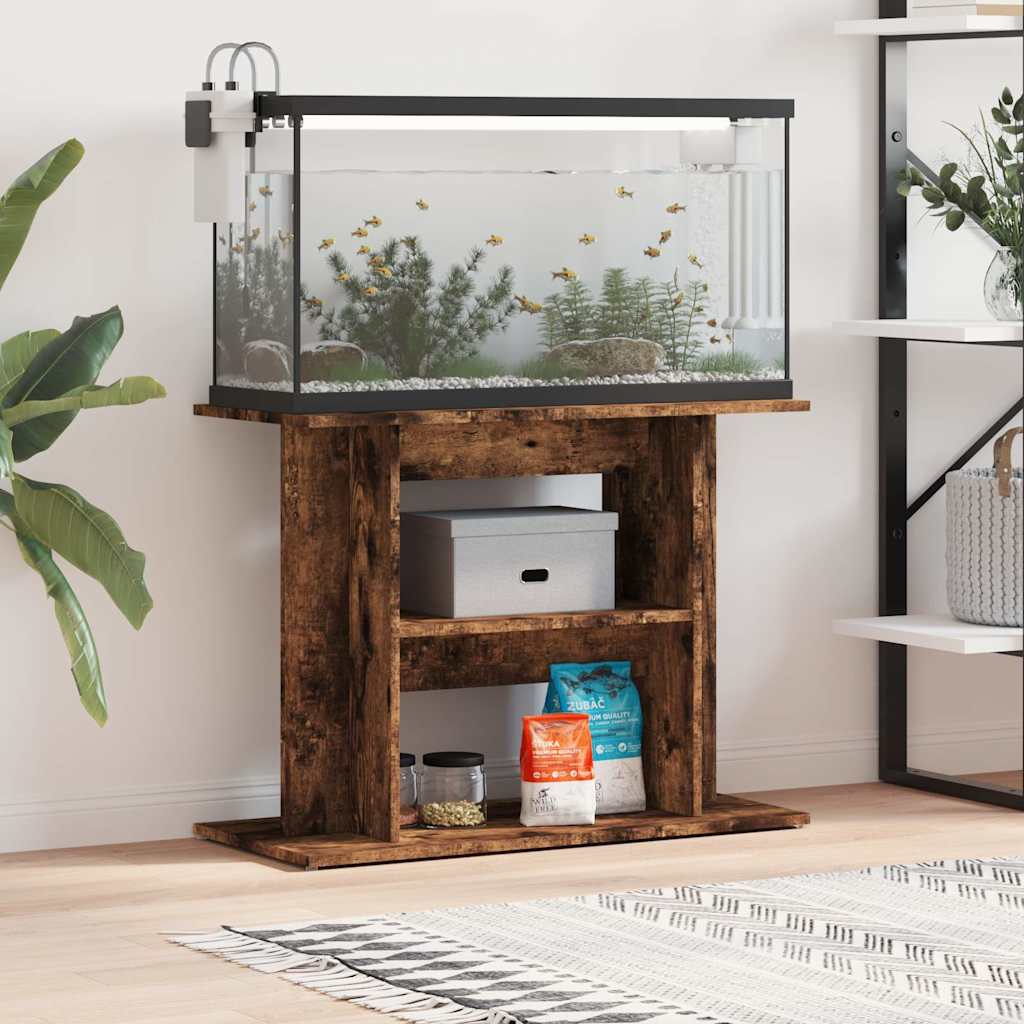 akvariestativ røget eg 80x35x60 cm konstrueret træ billede