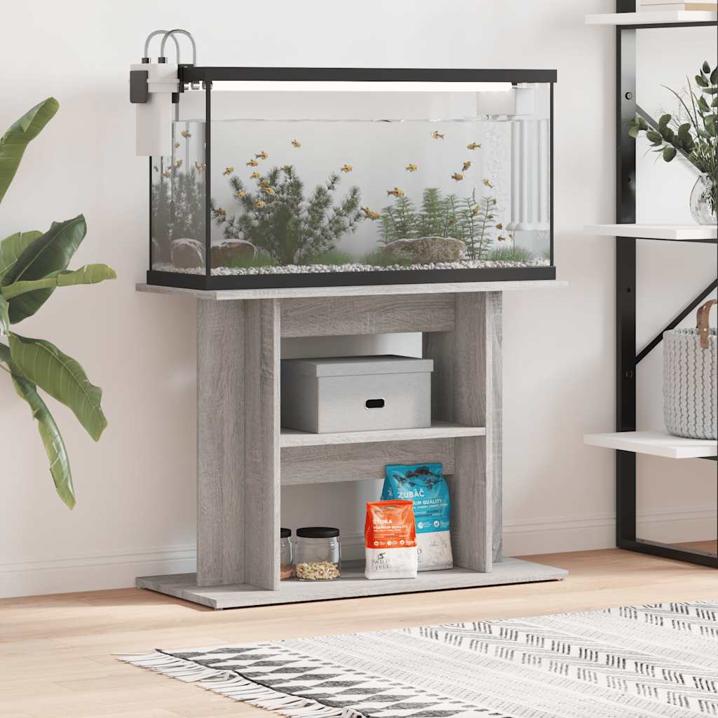 akvariestativ grå Sonoma 80x35x60 cm konstrueret træ billede
