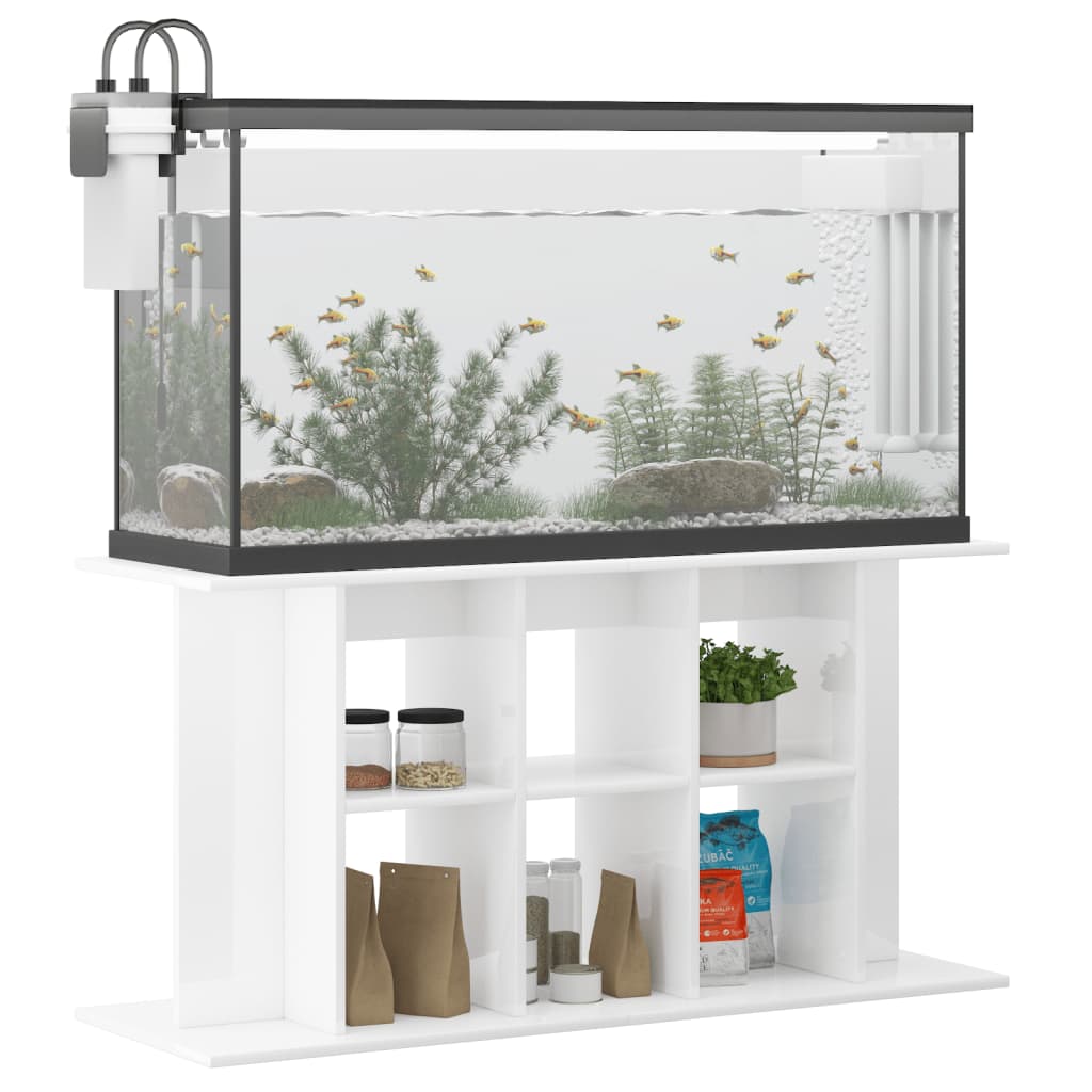 akvariebord 120x40x60 cm konstrueret træ hvid højglans