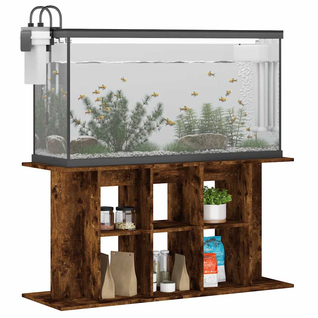 akvariebord 120x40x60 cm konstrueret træ røget egetræsfarve