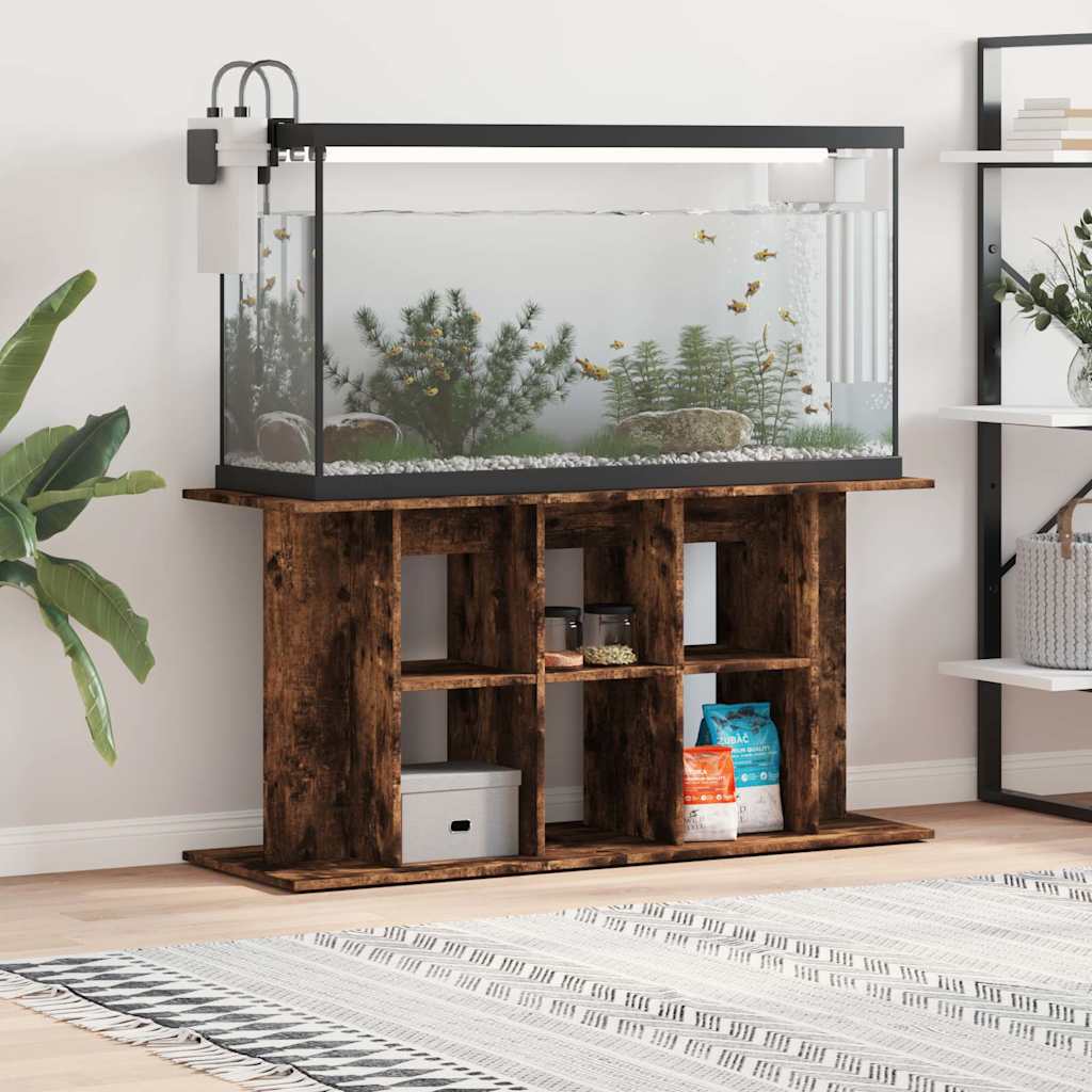 akvariebord 120x40x60 cm konstrueret træ røget egetræsfarve billede