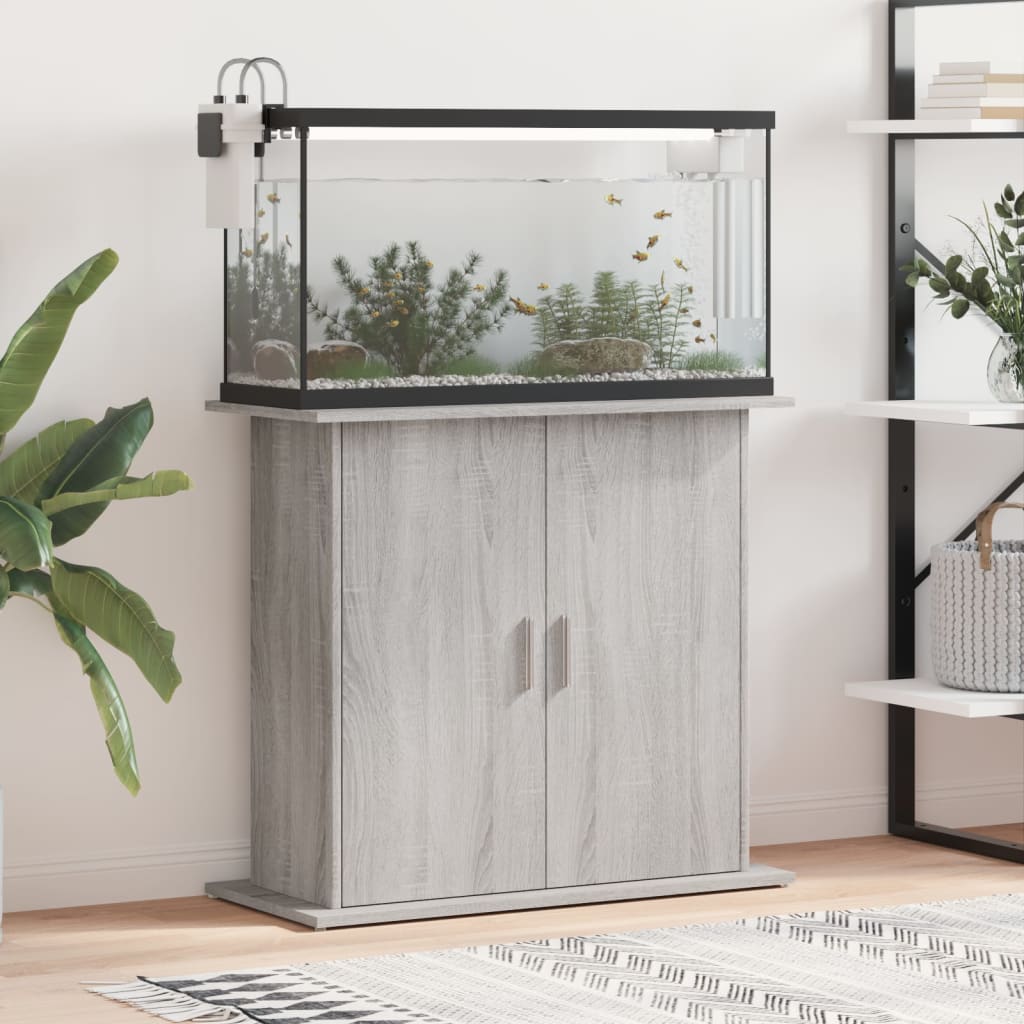akvariebord 81x36x73 cm konstrueret træ grå sonoma-eg