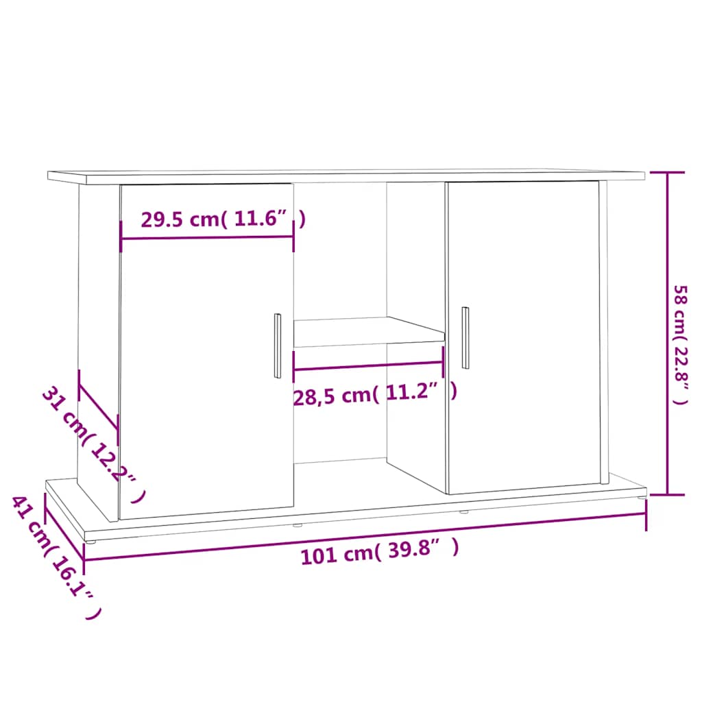 akvariestativ betongrå 101x41x58 cm konstrueret træ