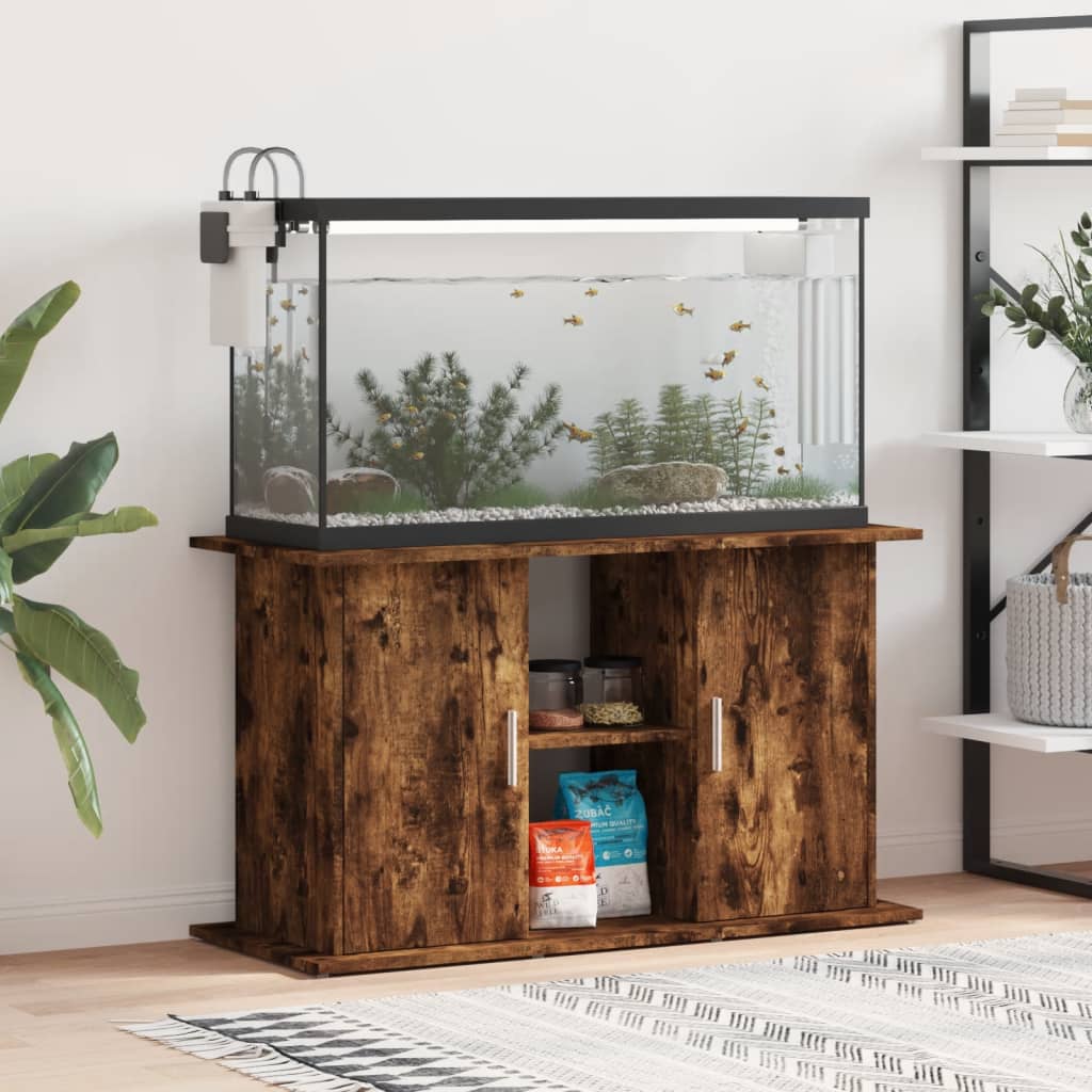 akvariebord 101x41x58 cm konstrueret træ røget egetræsfarve billede