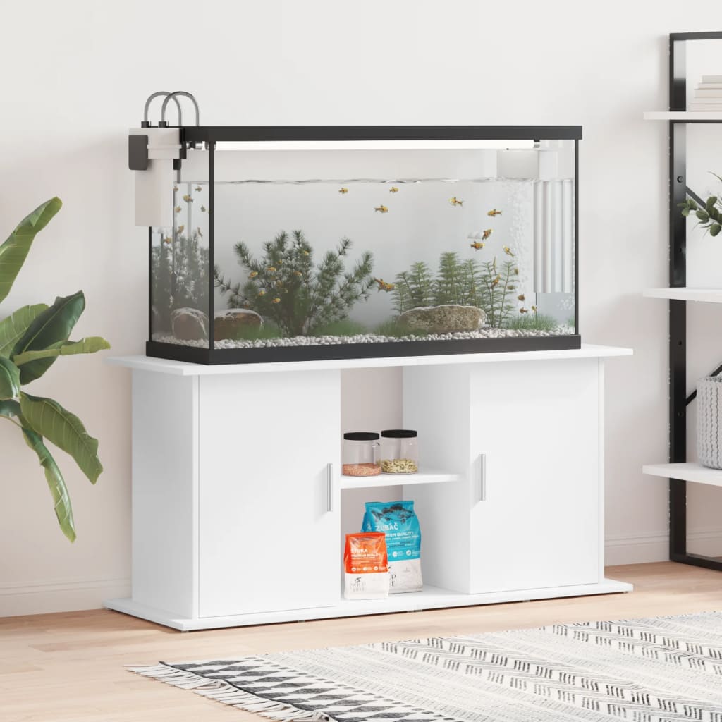 akvariebord 121x41x58 cm konstrueret træ hvid billede