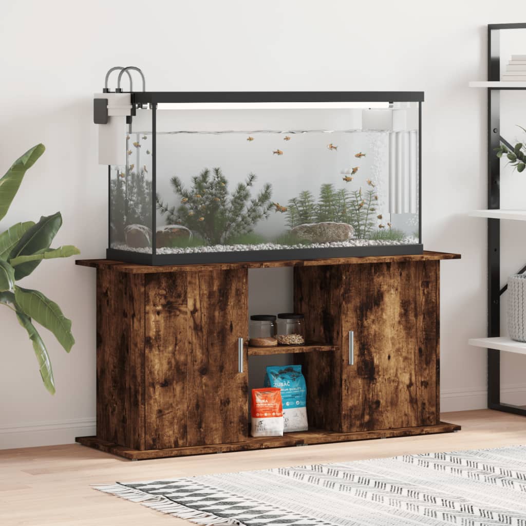 akvariebord 121x41x58 cm konstrueret træ røget egetræsfarve billede