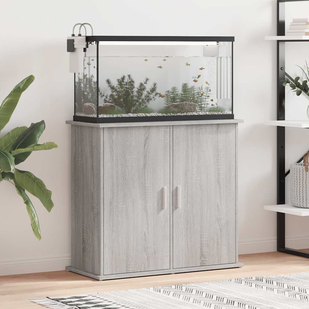 akvariebord 81x36x73 cm konstrueret træ grå sonoma-eg