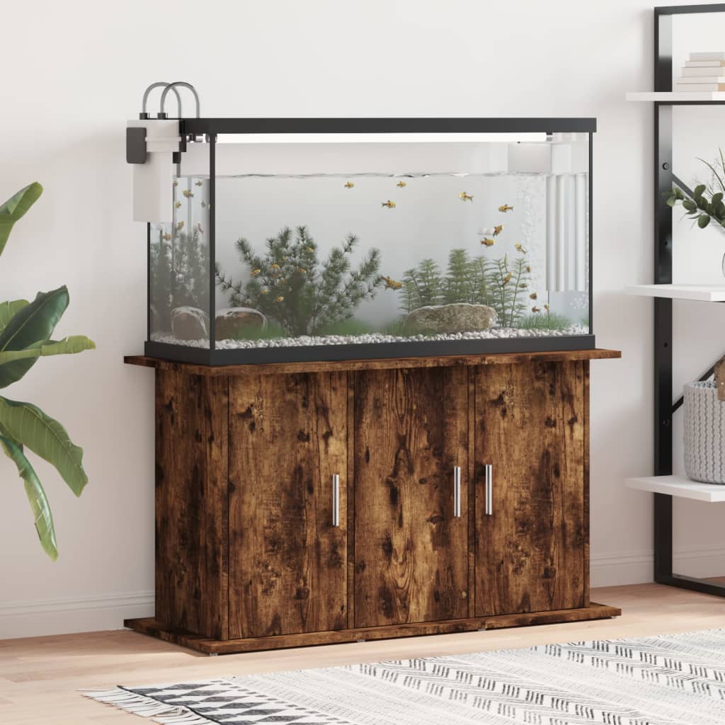 akvariebord 101x41x58 cm konstrueret træ røget egetræsfarve billede