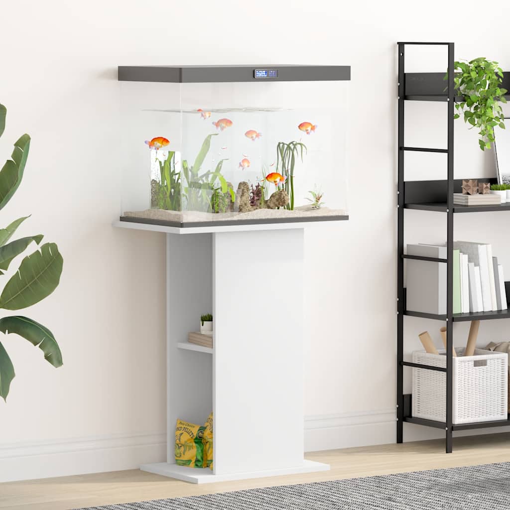 akvariebord 60,5x36x72,5 cm konstrueret træ hvid billede