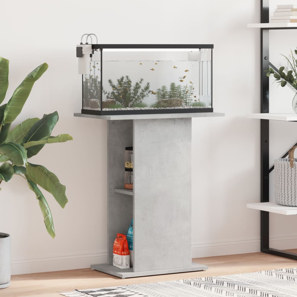 akvariestativ betongrå 60,5x36x72,5 cm konstrueret træ billede