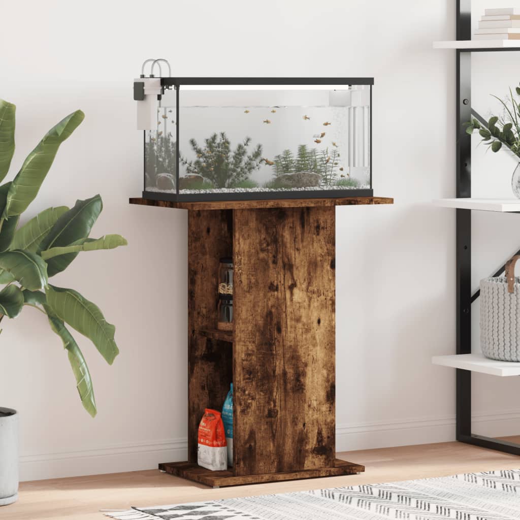 akvariebord 60,5x36x72,5 cm konstrueret træ røget egetræsfarve billede