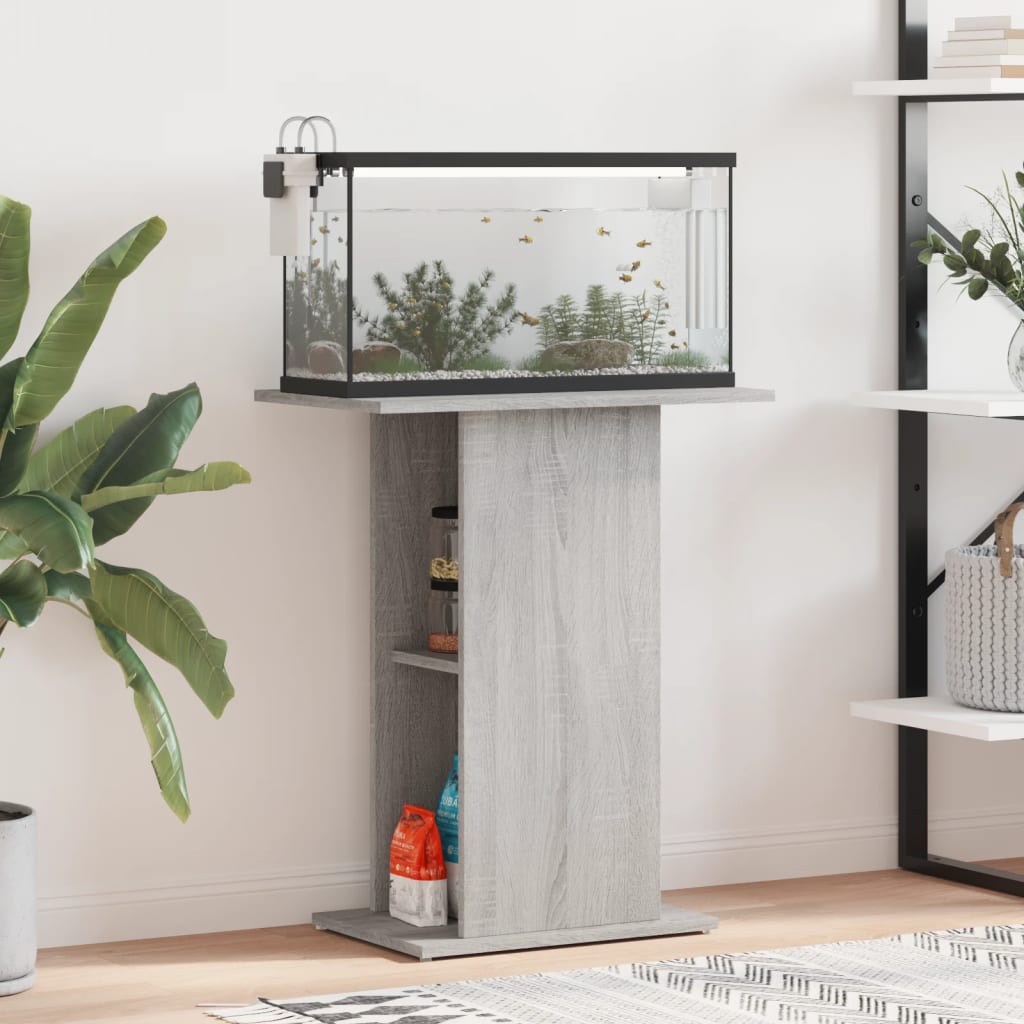 akvariebord 60,5x36x72,5 cm konstrueret træ grå sonoma-eg billede