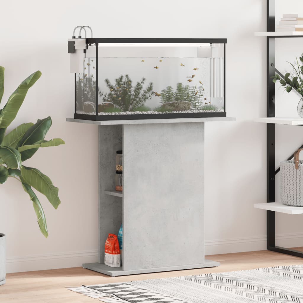 akvariebord 75x36x72,5 cm konstrueret træ betongrå billede