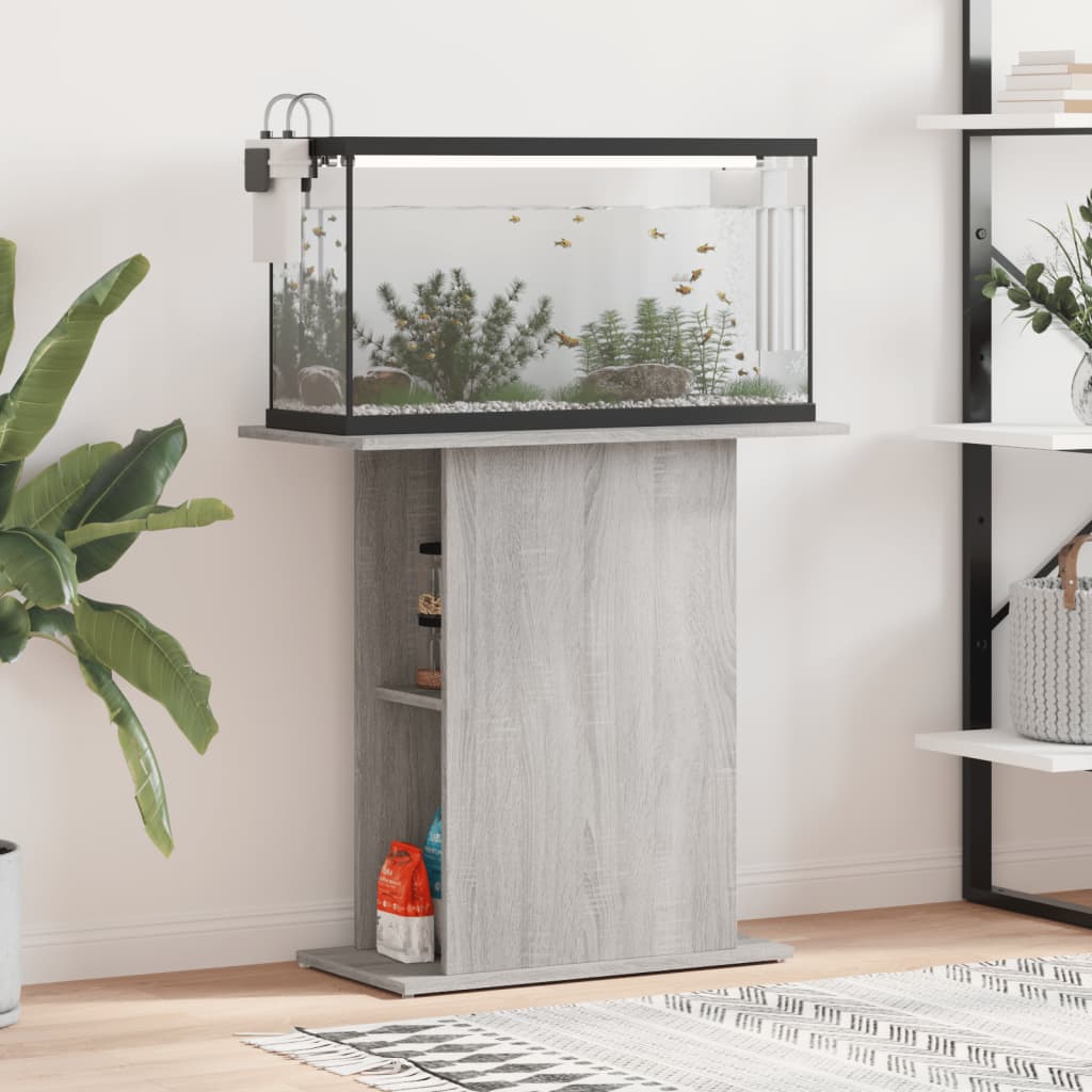 akvariebord 75x36x72,5 cm konstrueret træ grå sonoma-eg billede