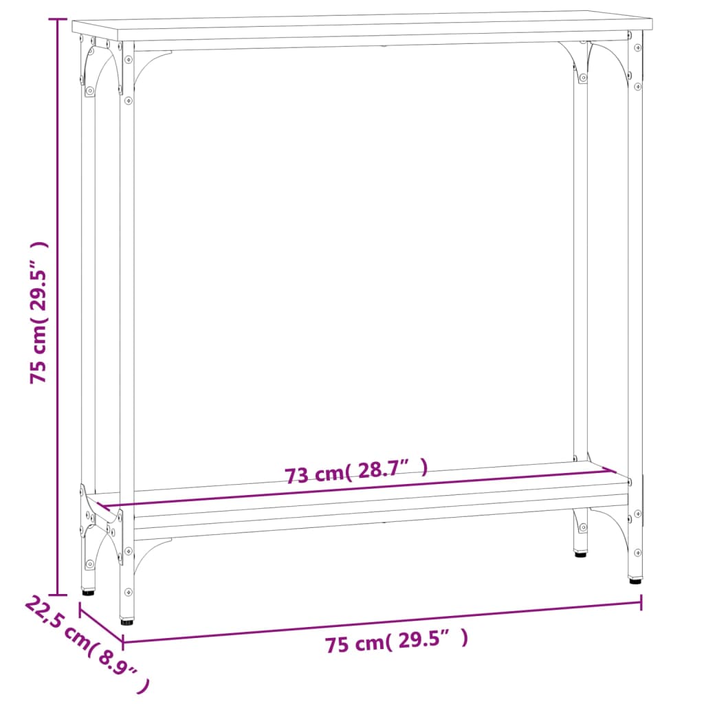 konsolbord Sonoma eg 75x22,5x75 cm konstrueret træ