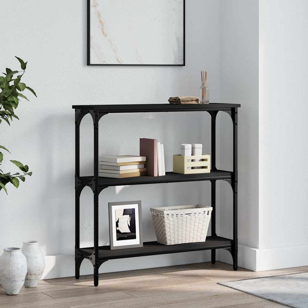 konsolbord 75x22,5x75 cm konstrueret træ sort