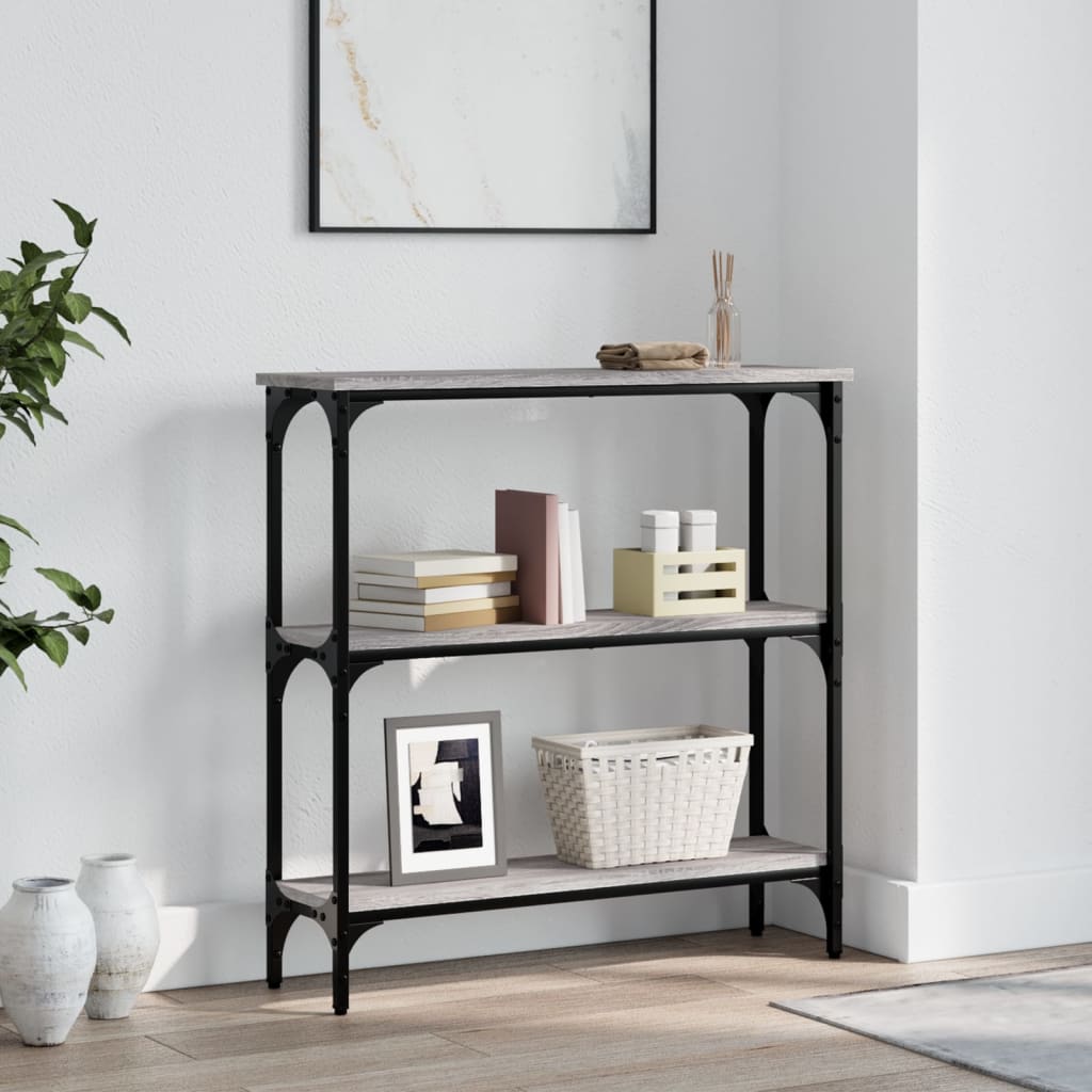 konsolbord 75x22,5x75 cm konstrueret træ grå sonoma-eg
