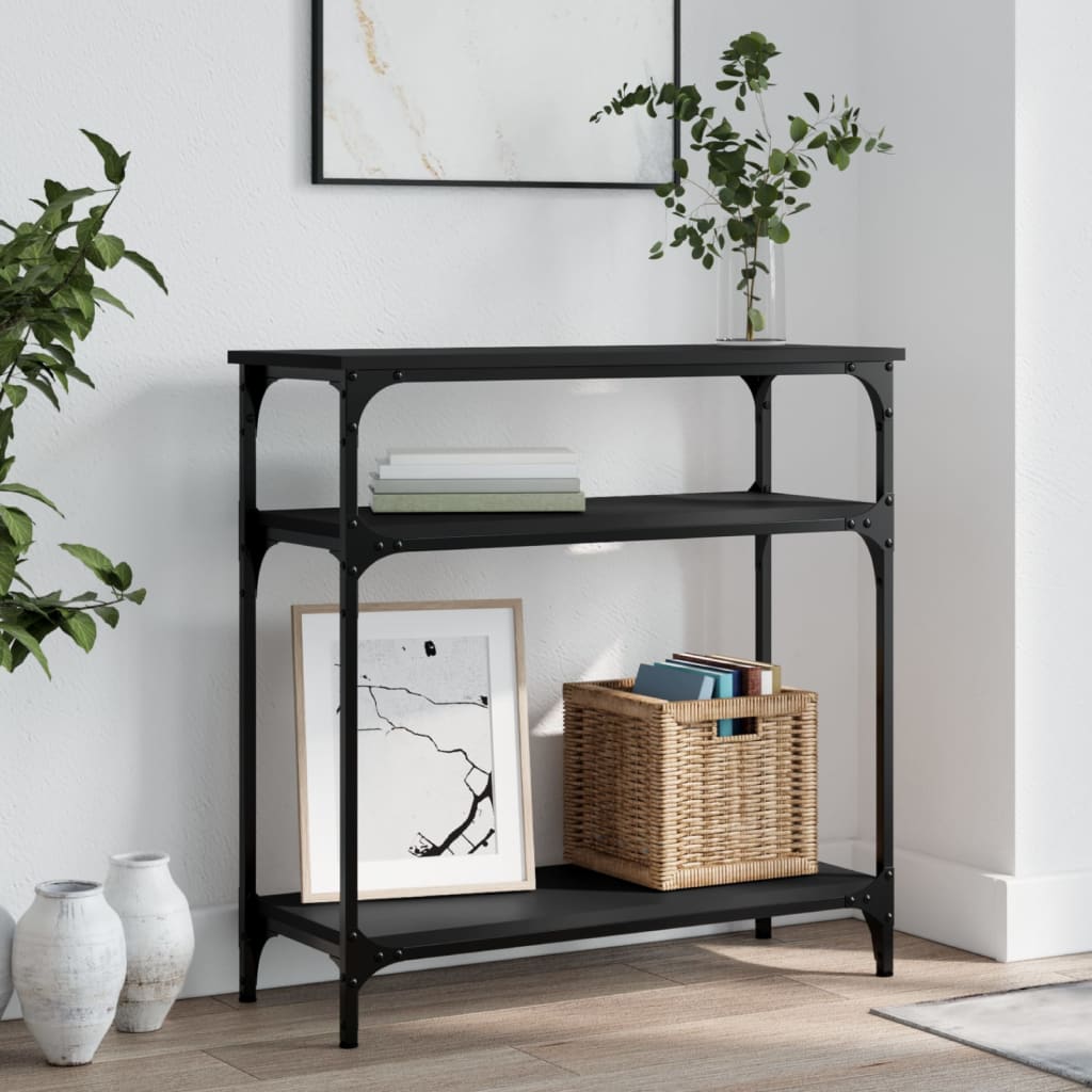 konsolbord 75x29x75 cm konstrueret træ sort