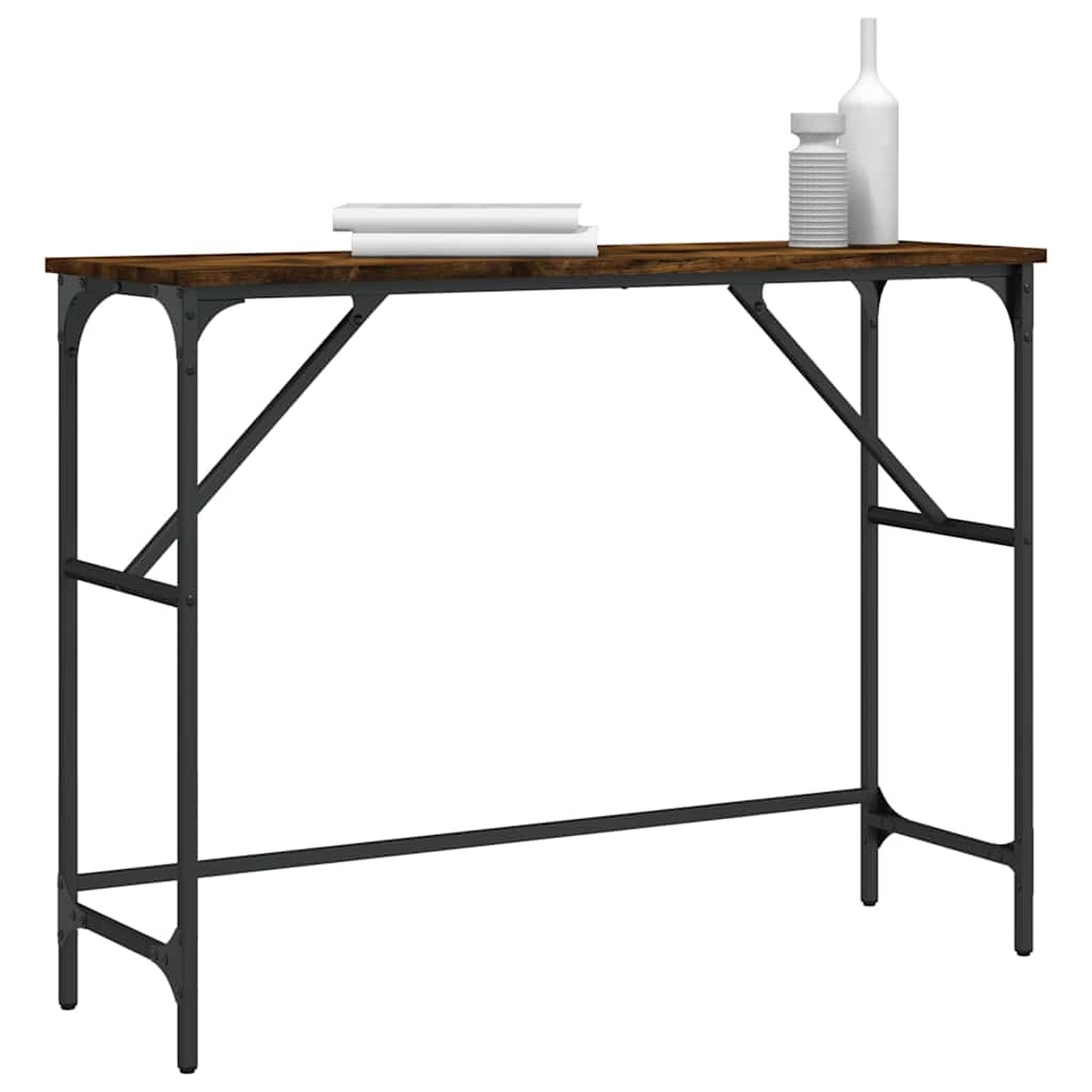 konsolbord 100x32x75 cm konstrueret træ røget egetræsfarve