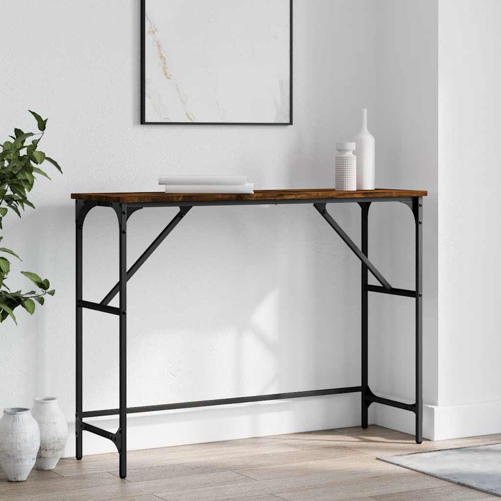 konsolbord 100x32x75 cm konstrueret træ røget egetræsfarve