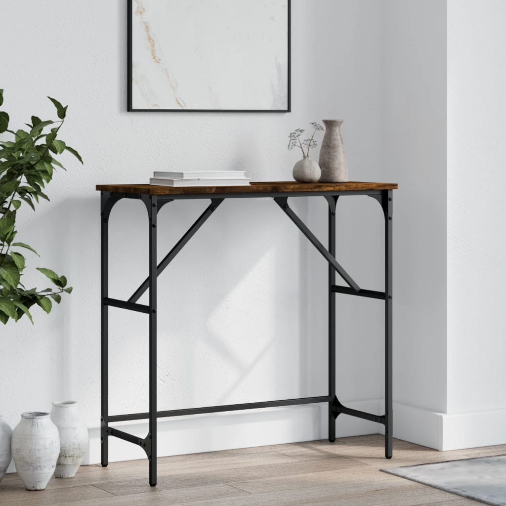 konsolbord 75x32x75 cm konstrueret træ røget egetræsfarve