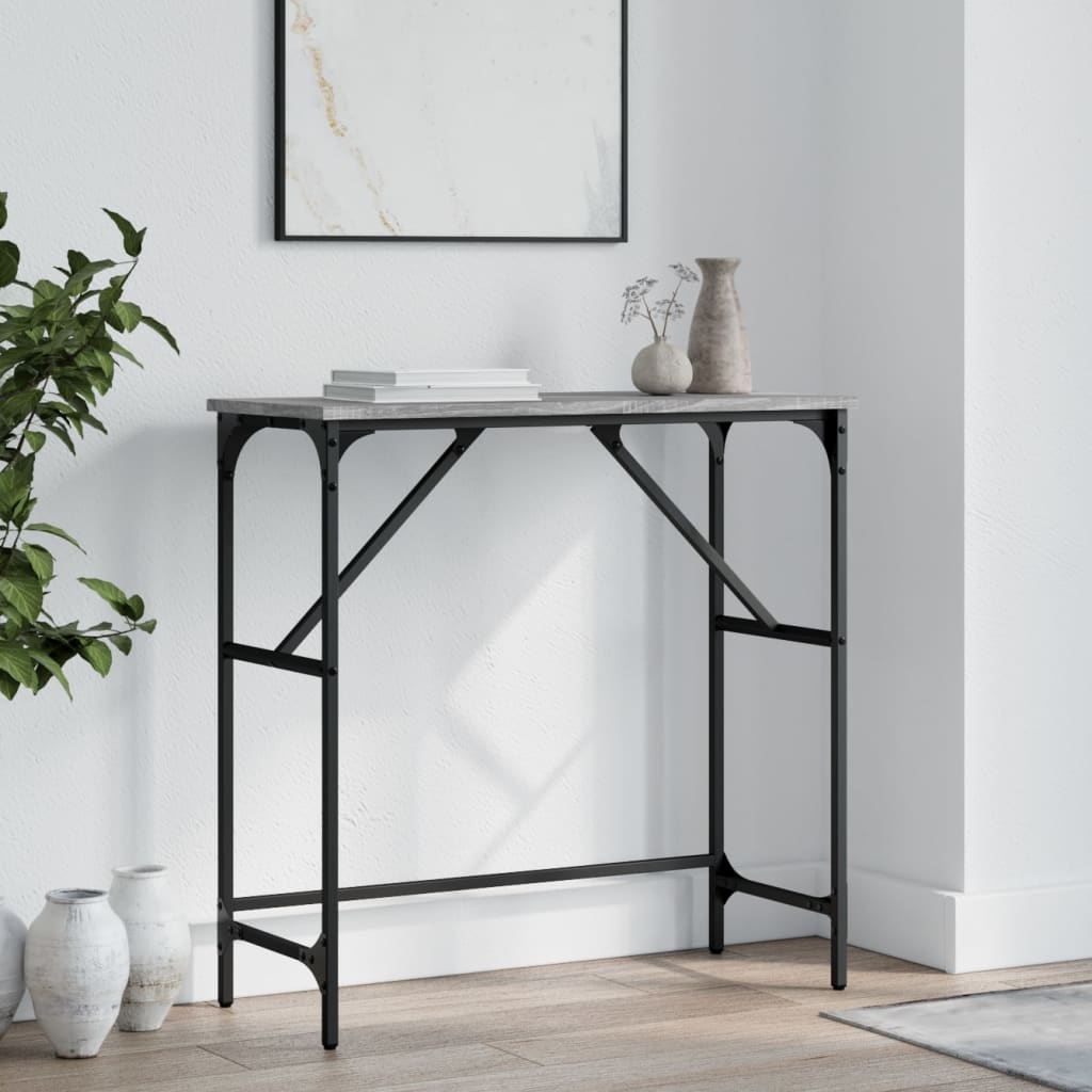 konsolbord 75x32x75 cm konstrueret træ grå sonoma-eg