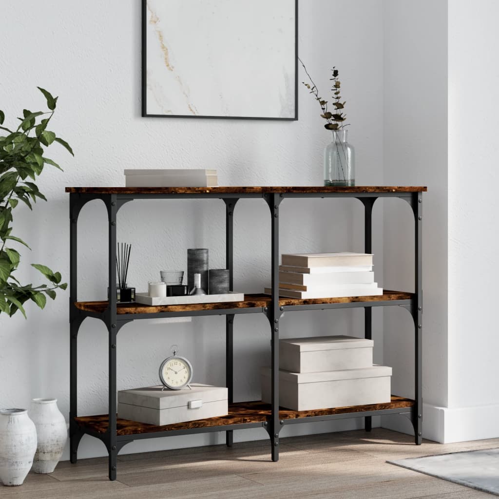 konsolbord 100x29x75 cm konstrueret træ røget egetræsfarve
