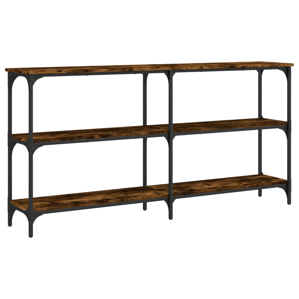 konsolbord 150x29x75 cm konstrueret træ røget egetræsfarve