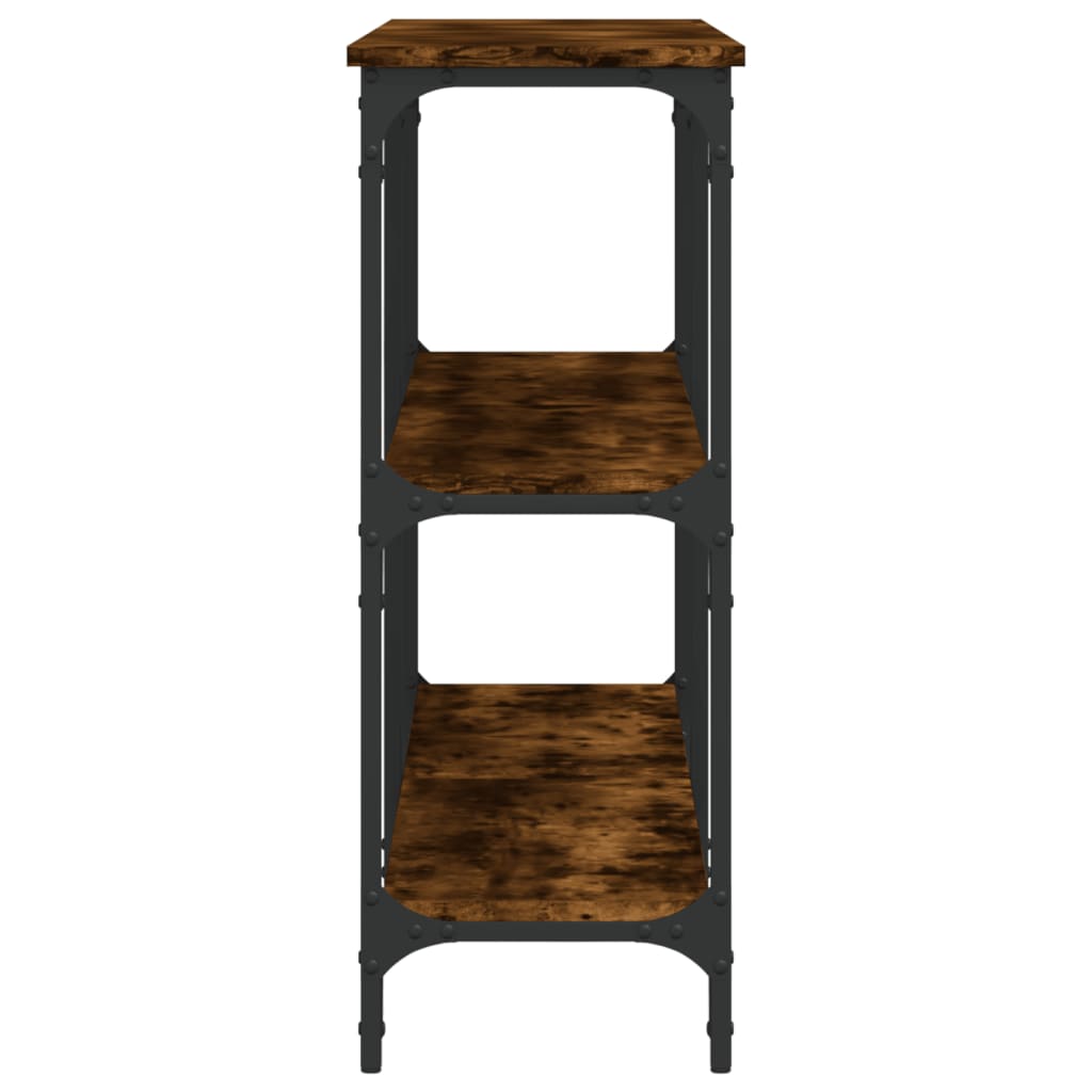 konsolbord 150x29x75 cm konstrueret træ røget egetræsfarve