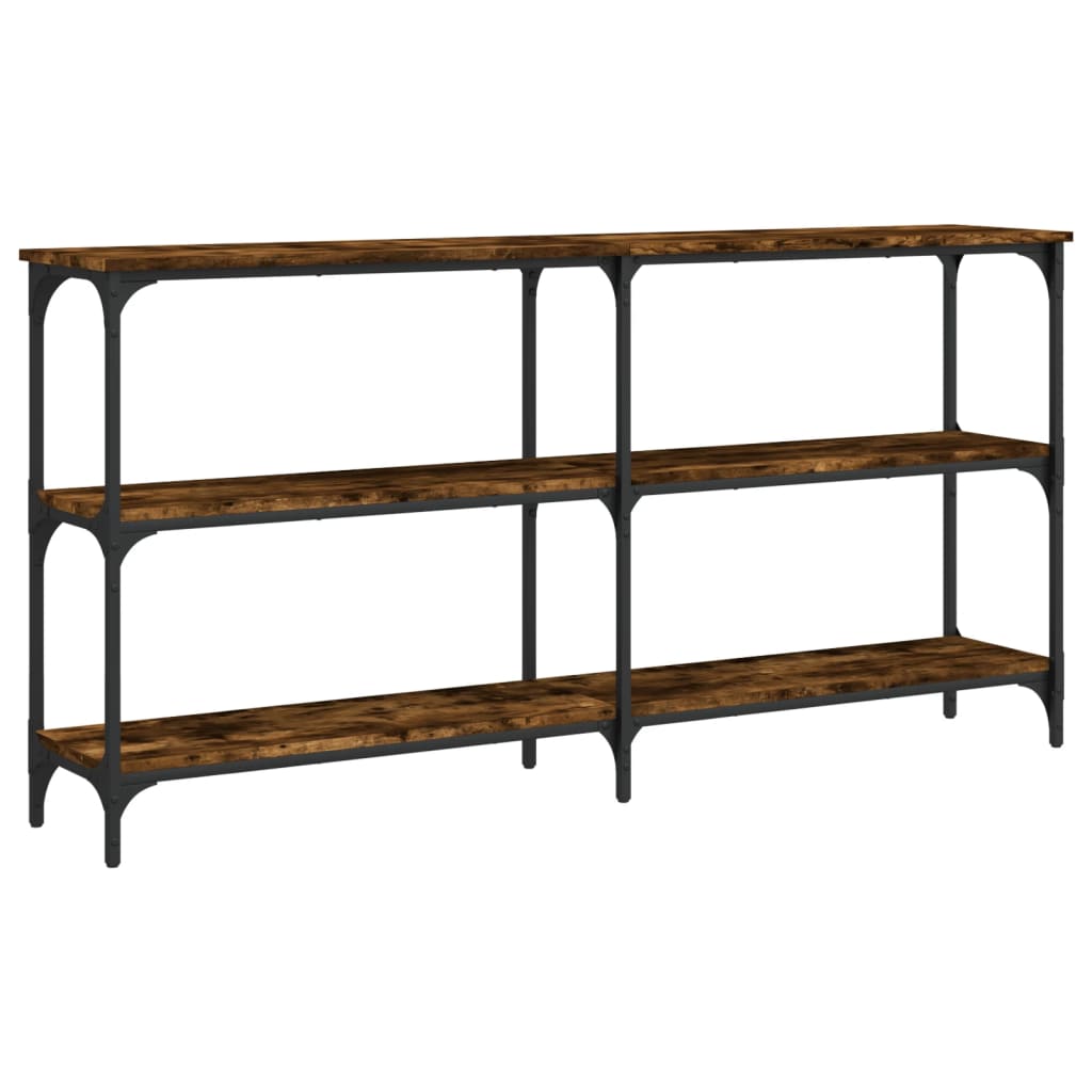 konsolbord 150x29x75 cm konstrueret træ røget egetræsfarve