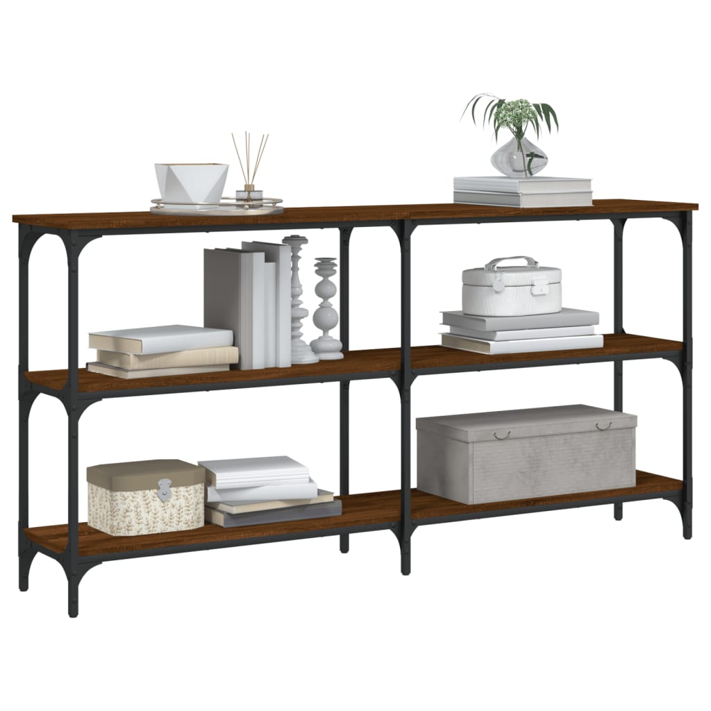 konsolbord 150x29x75 cm konstrueret træ brun egetræ