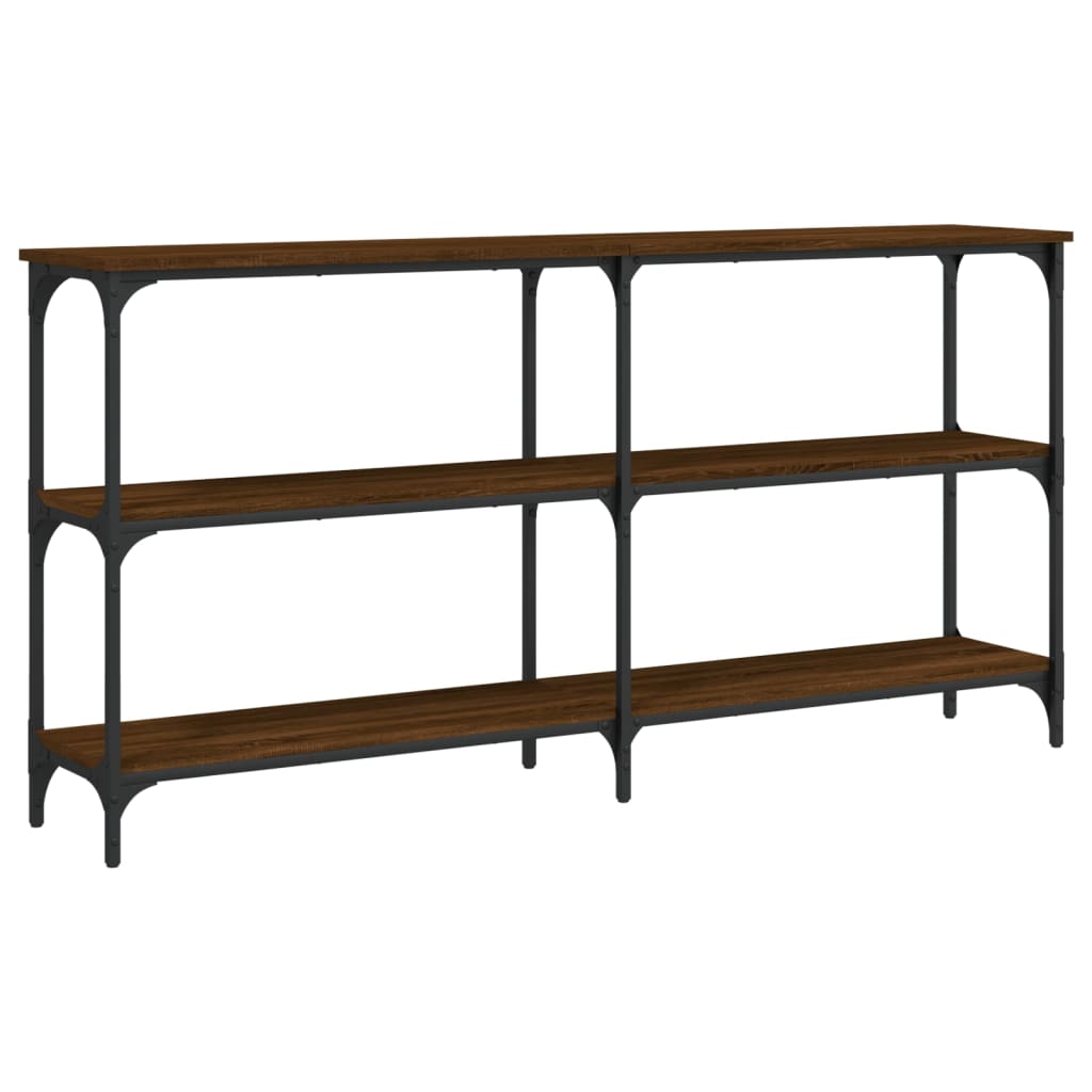 konsolbord 150x29x75 cm konstrueret træ brun egetræ