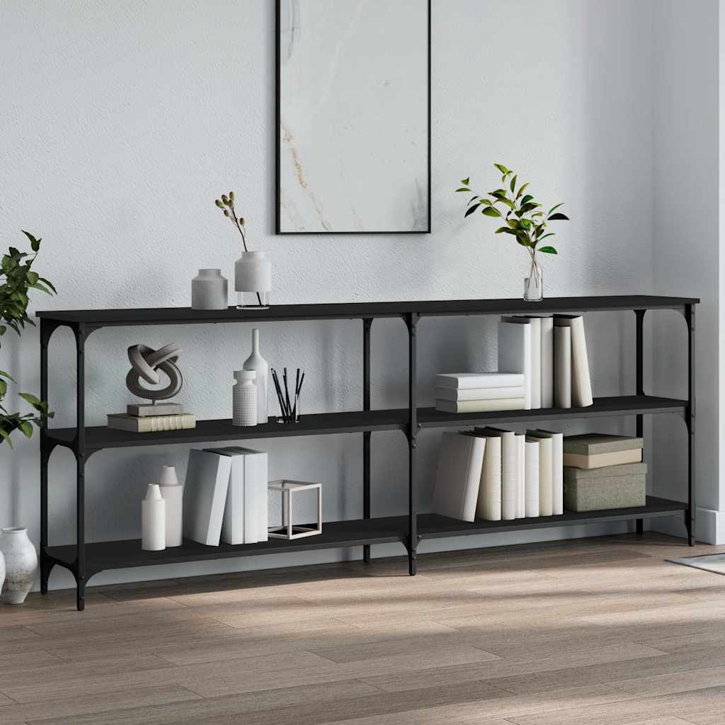 konsolbord 200x29x75 cm konstrueret træ sort