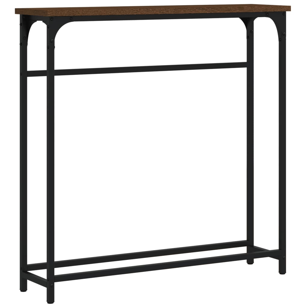 konsolbord 75x19,5x75 cm konstrueret træ brunt egetræ