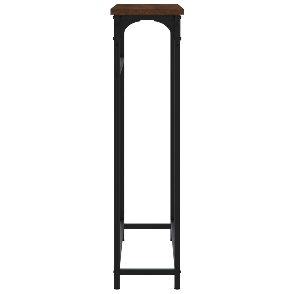 konsolbord 75x19,5x75 cm konstrueret træ brunt egetræ