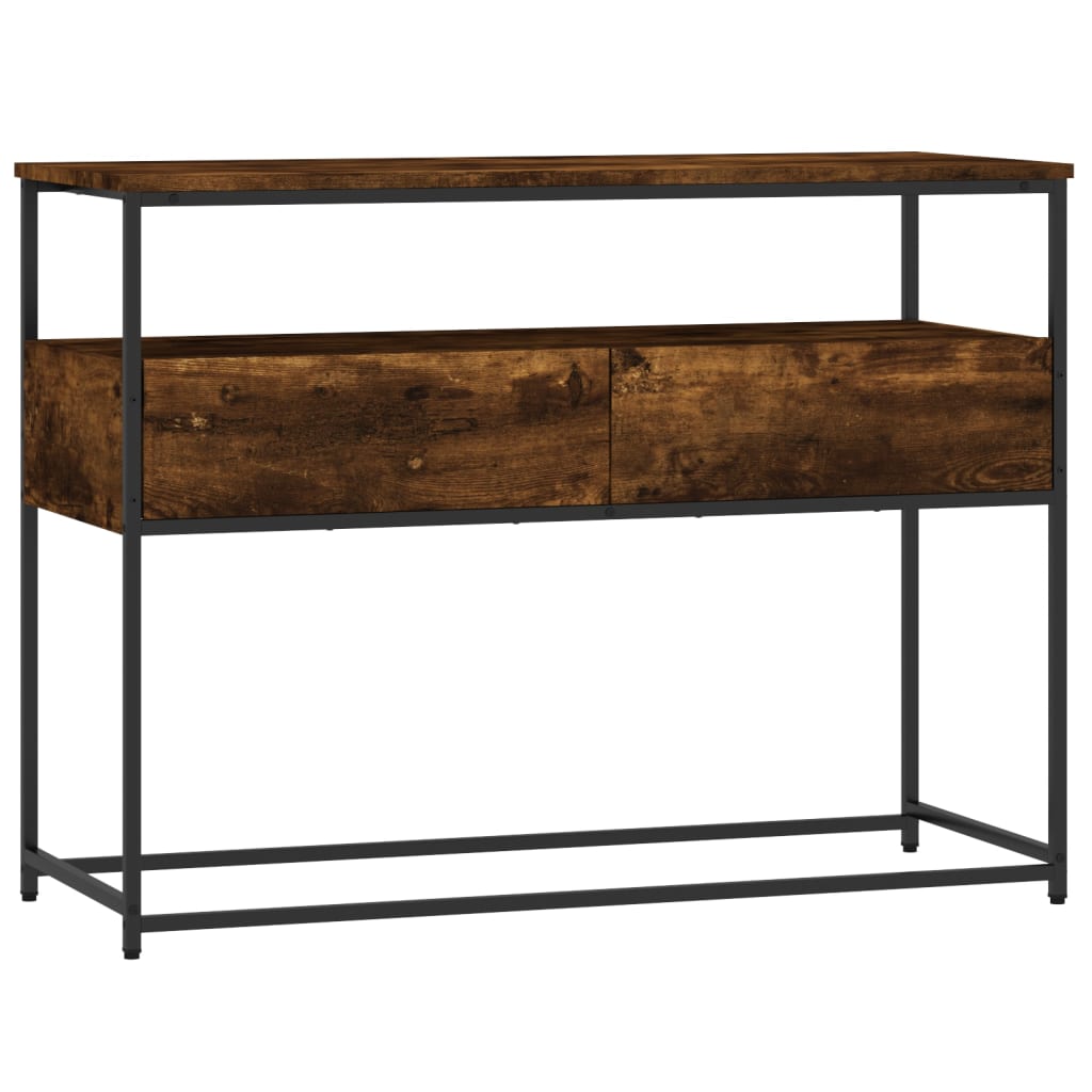 konsolbord 100x40x75 cm konstrueret træ røget egetræsfarve