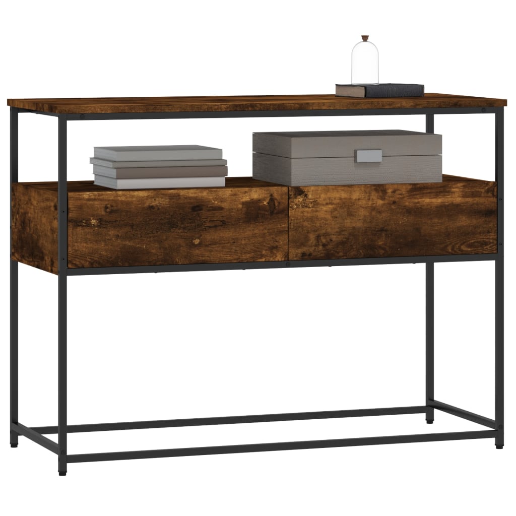 konsolbord 100x40x75 cm konstrueret træ røget egetræsfarve
